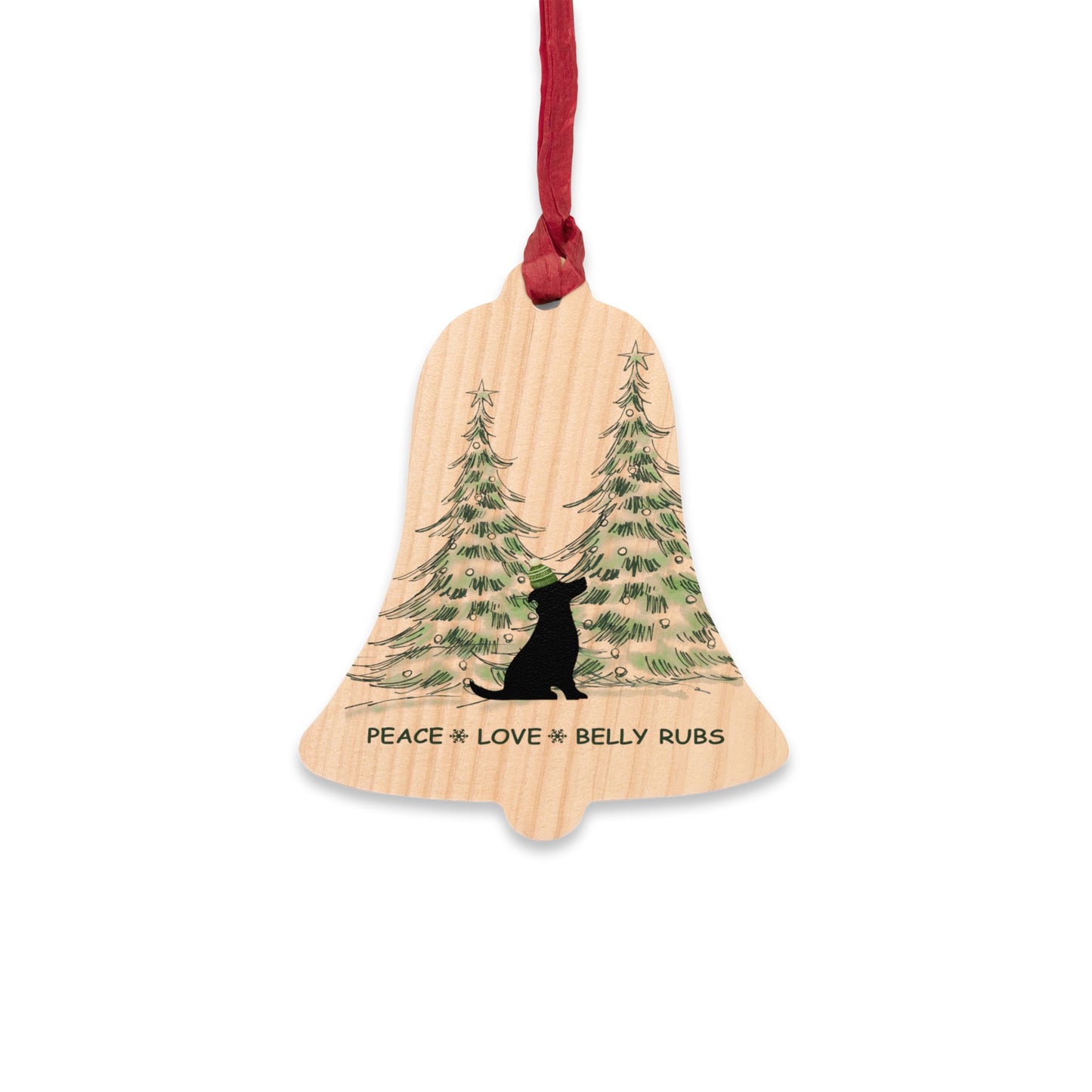 Wooden Ornament - Dog & Evergreen Trees