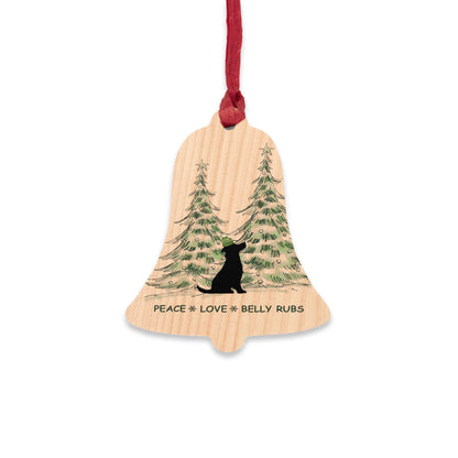 Wooden Ornament - Dog & Evergreen Trees