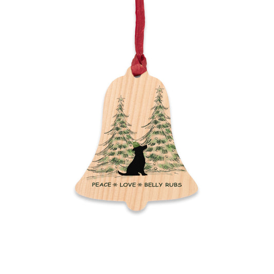 Wooden Ornament - Dog & Evergreen Trees