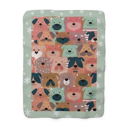 Cozy Dog Pattern Sherpa Fleece Blanket
