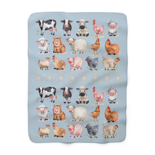 Farm Animal Sherpa Fleece Cozy Blanket