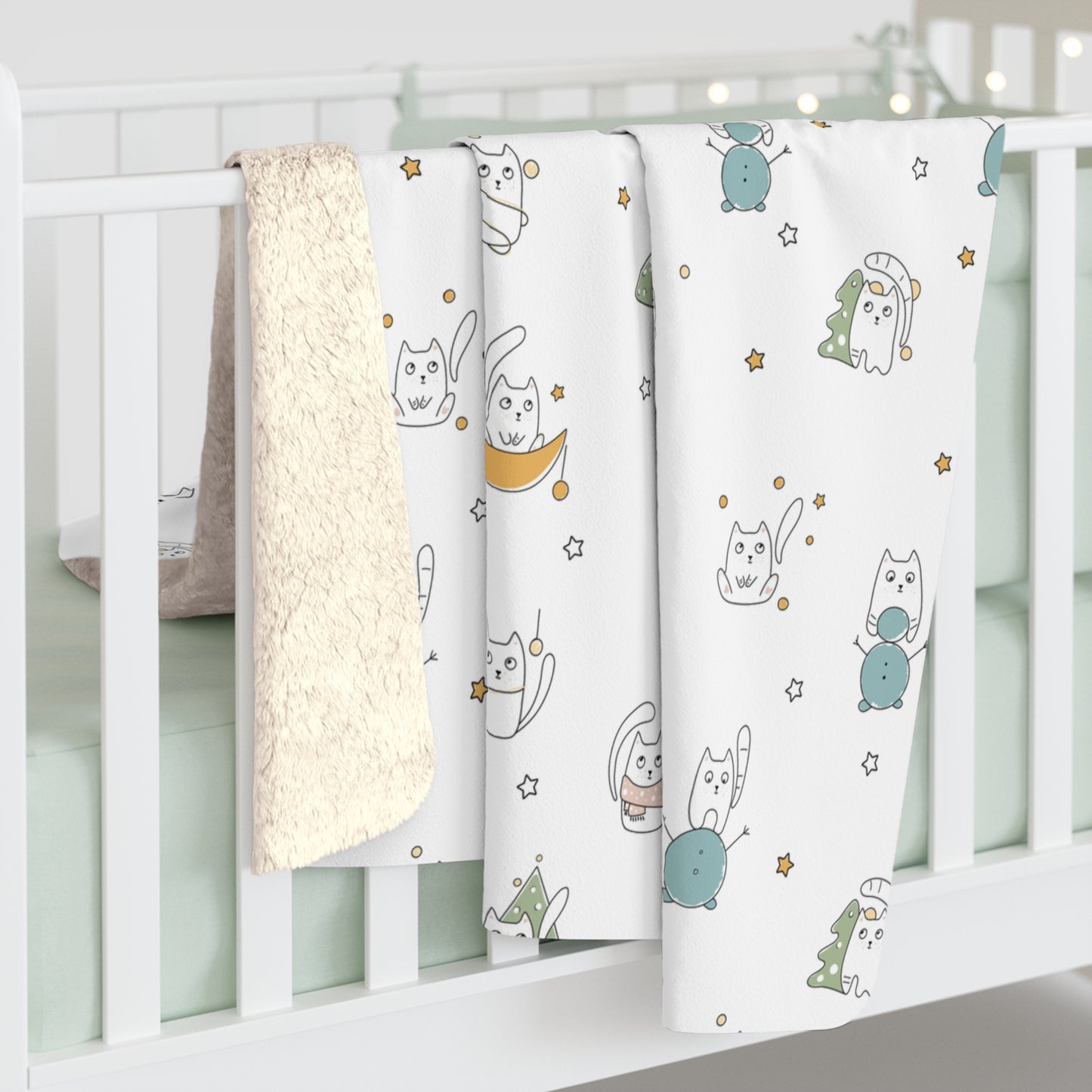 Whimsical Cat Pattern Fleece Blanket