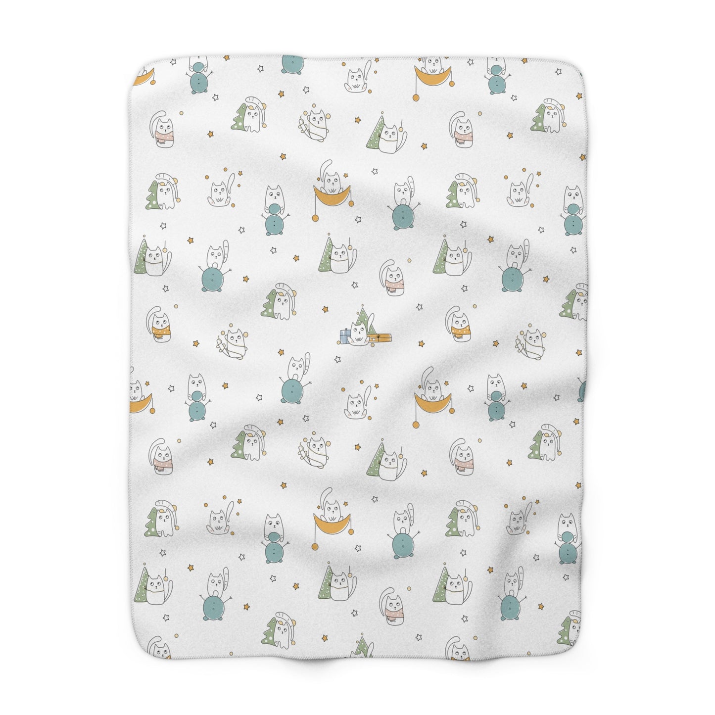Whimsical Cat Pattern Fleece Blanket