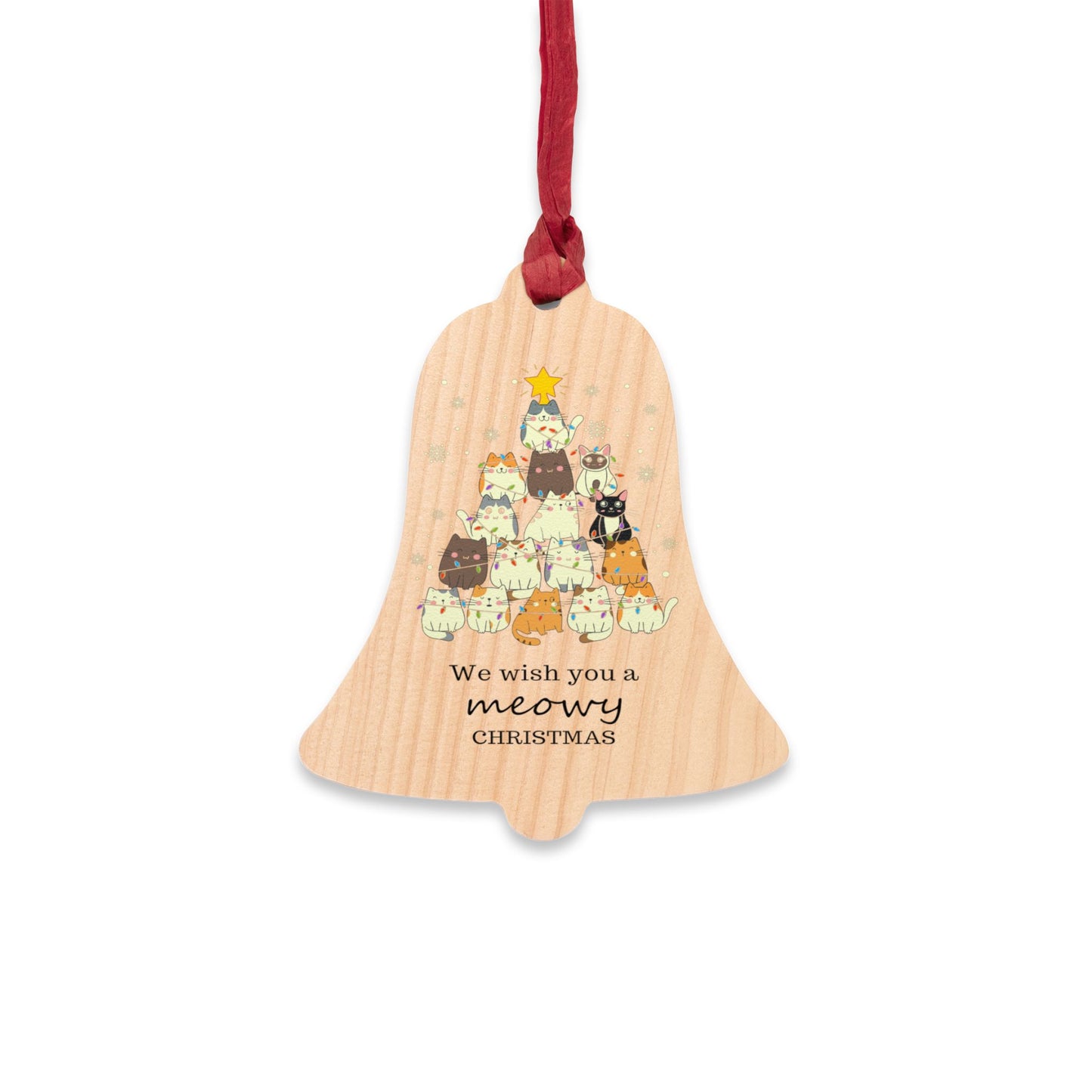 Wooden Christmas Ornament; Cat Tree Ornament