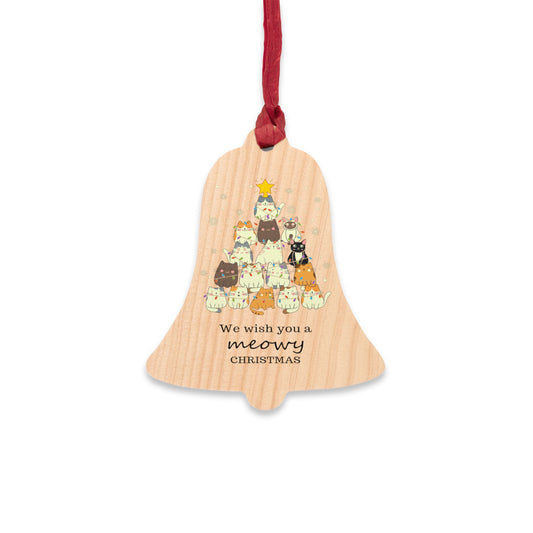 Wooden Christmas Ornament; Cat Tree Ornament