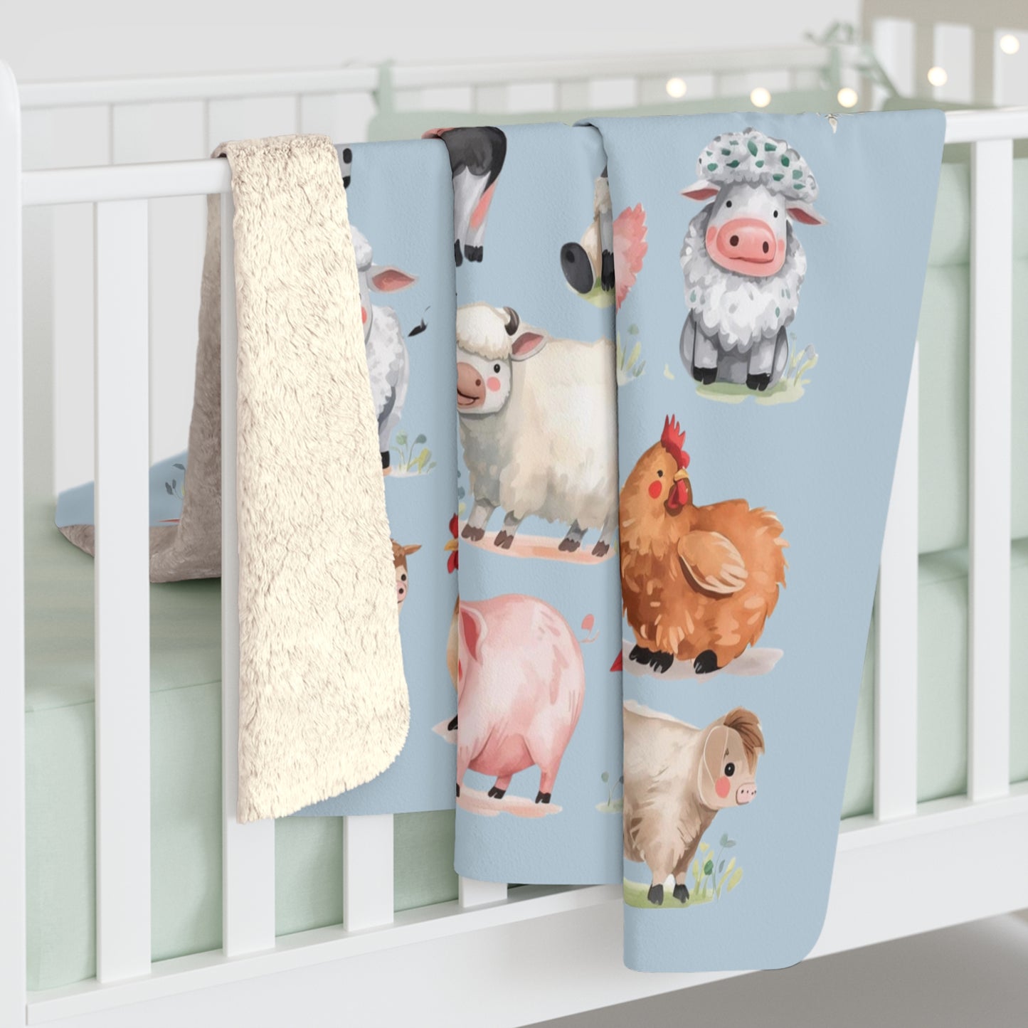 Farm Animal Sherpa Fleece Cozy Blanket
