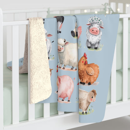 Farm Animal Sherpa Fleece Cozy Blanket