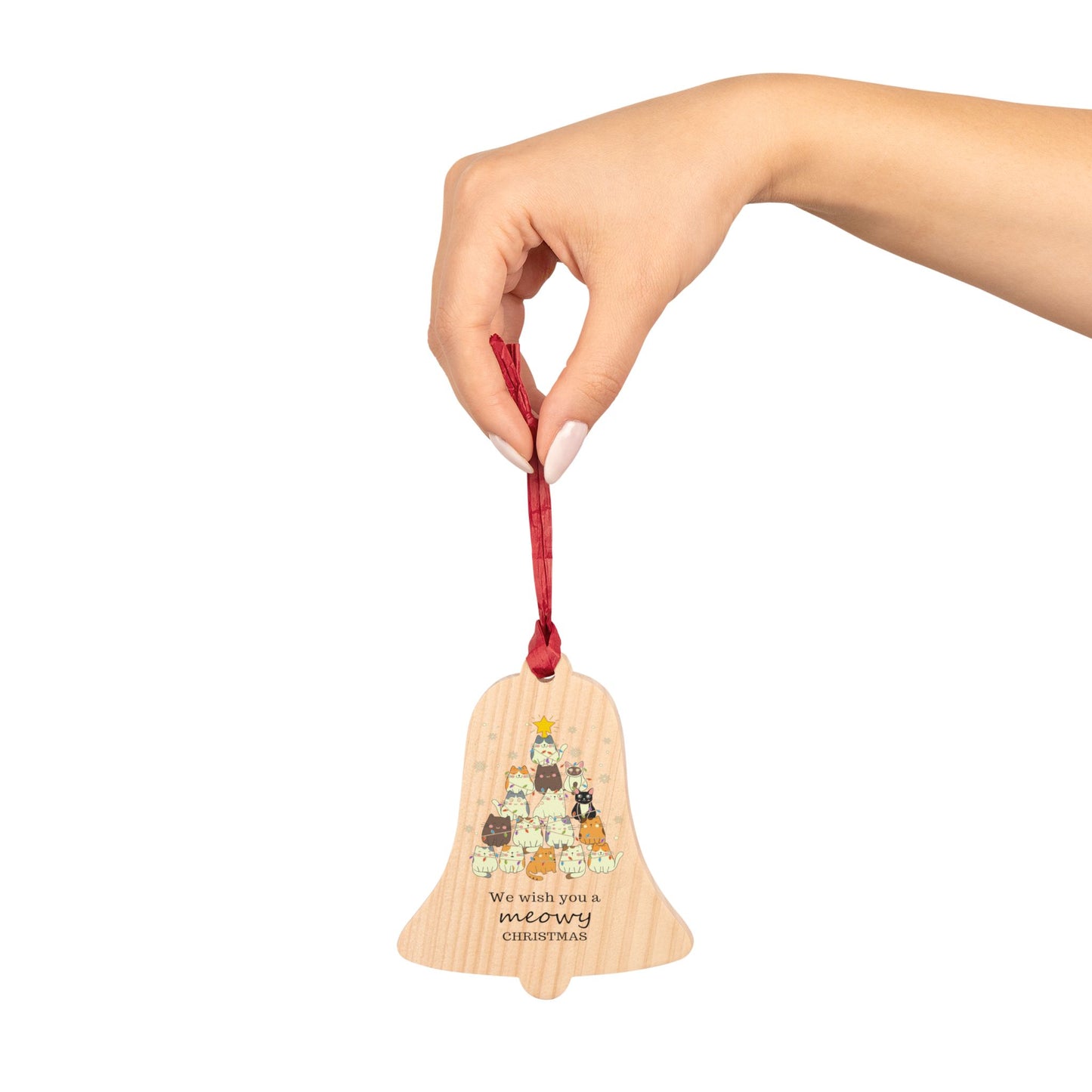 Wooden Christmas Ornament; Cat Tree Ornament