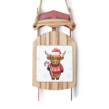 Ornament Sled - Highland Cow