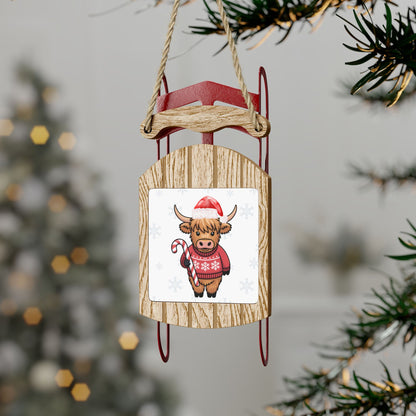 Ornament Sled - Highland Cow