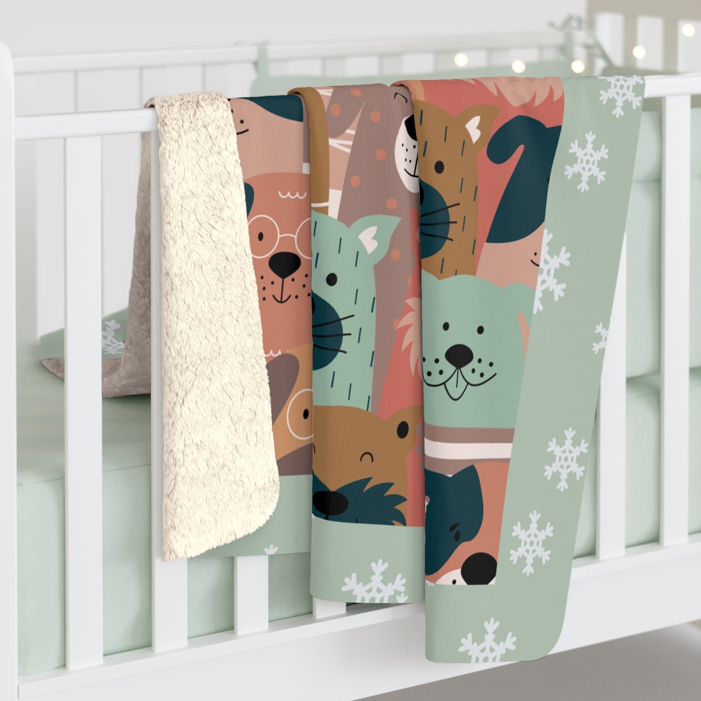 Cozy Dog Pattern Sherpa Fleece Blanket